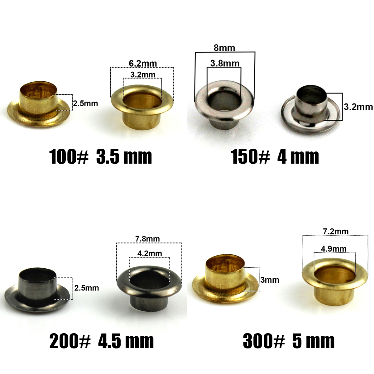 100 комплектов латунных люверс – обзор и цена Leatherwork Eyelets
